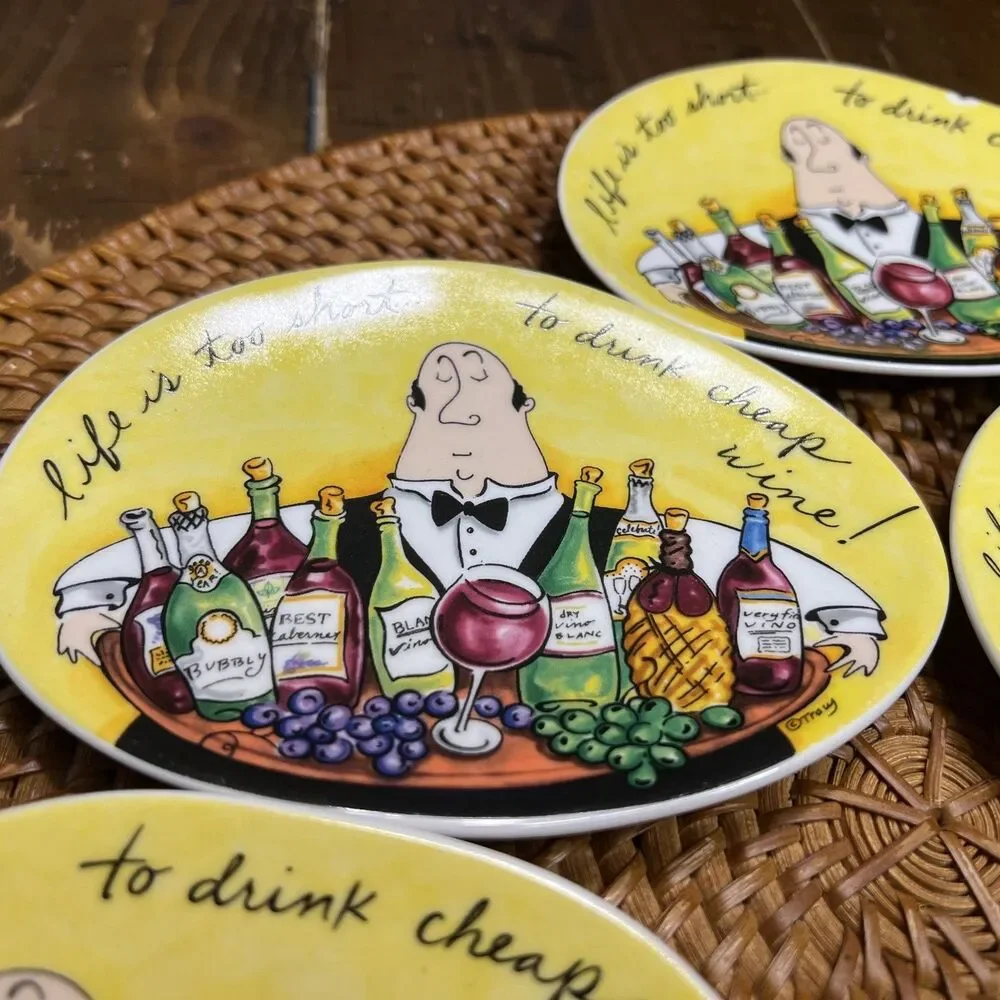 Mud Pie Tracy Flickinger Life is Too Short to Drink Cheap Wine Wall Plate (6)